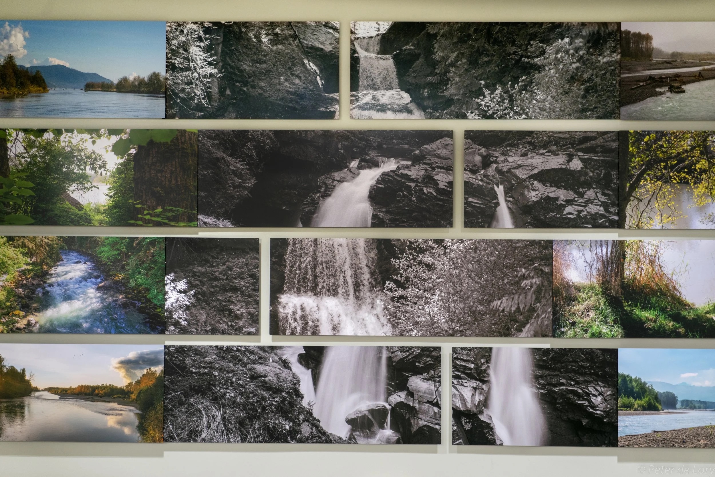 The River — multi-panel photographic installation by Peter de Lory at Nooksack Valley Middle School, Everson, Washington